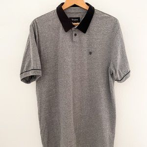 Brixton Polo. Heather Grey w Black Collar and Black Trim. Size XL.
